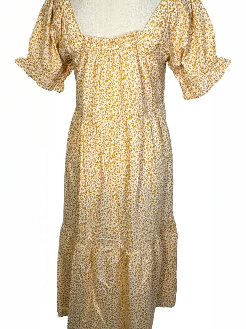 NWT Madewell S Yellow Daisy Midi Dress Puff Sleeve Cottagecore - Picture 7 of 11